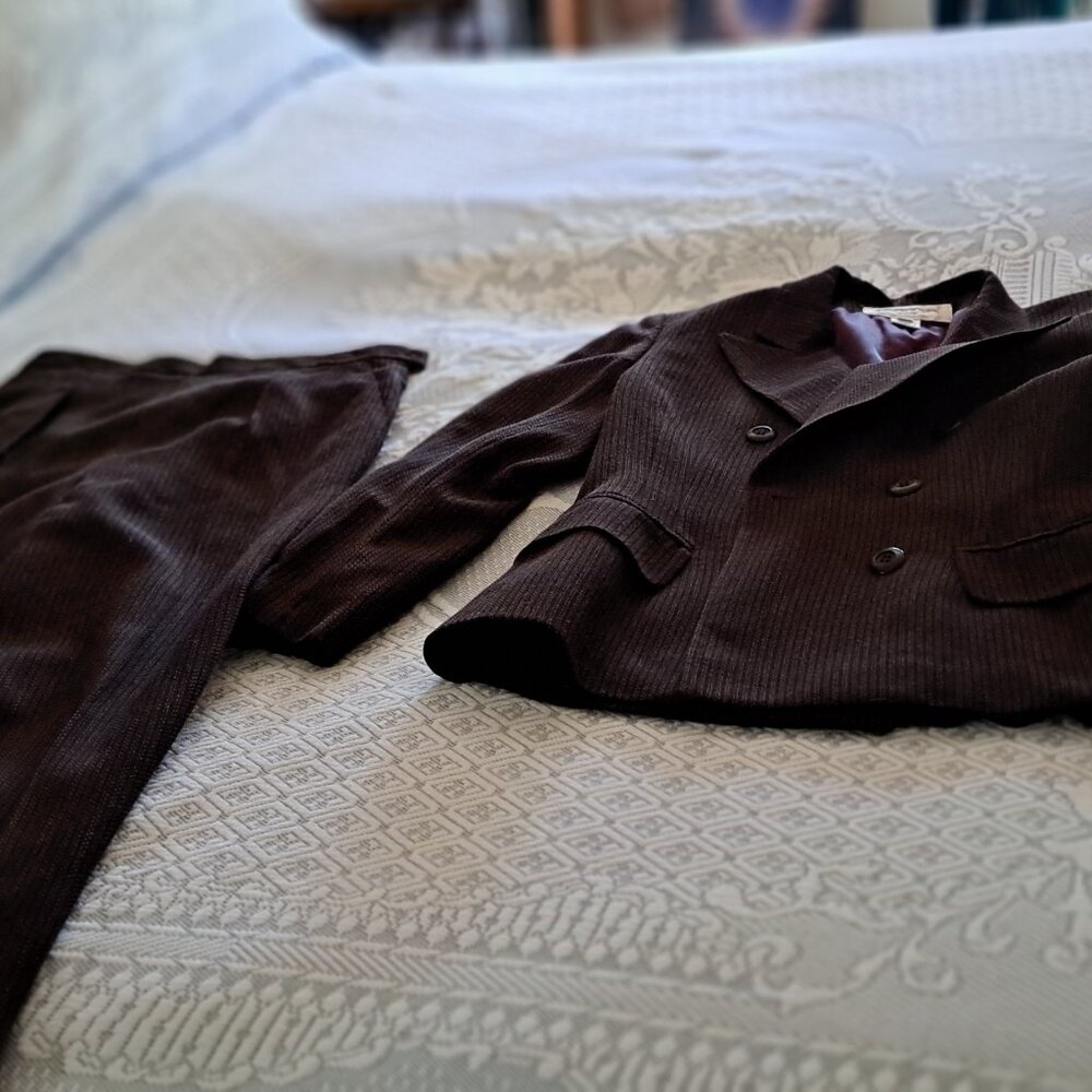 Brown pinstripe suit